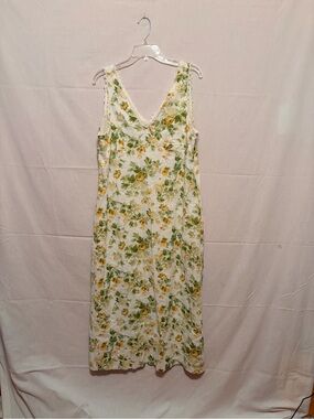 Laura Ashley White Maxi Dress with Yellow Floral Print